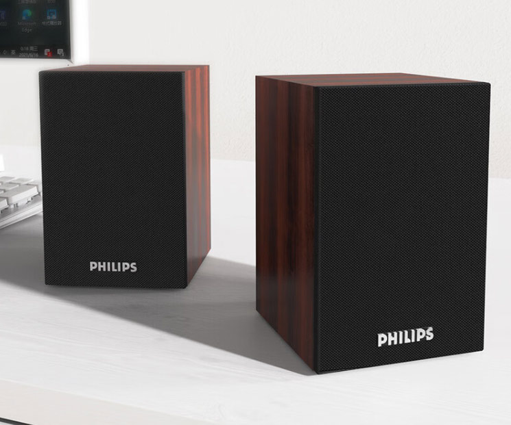 飞利浦（PHILIPS）SPA20 木质小音箱电脑音响台式usb笔记本多媒体重低音家用桌面游戏